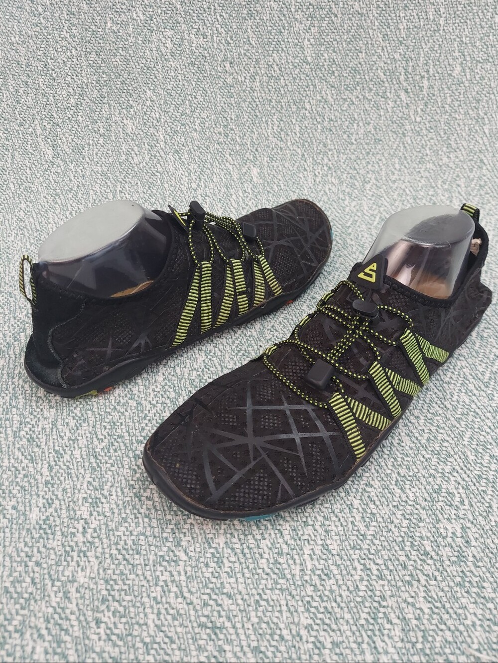 Womens Black with Neon Green Accent Water Shoes/Barefoot Shoes, Sz EU 44